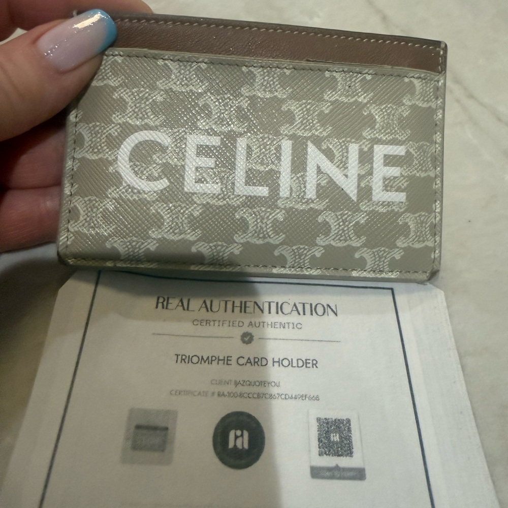 Celine Triomphe Card Holder in Coated Canvas and Calfskin.in EUC - Picture 6 of 9